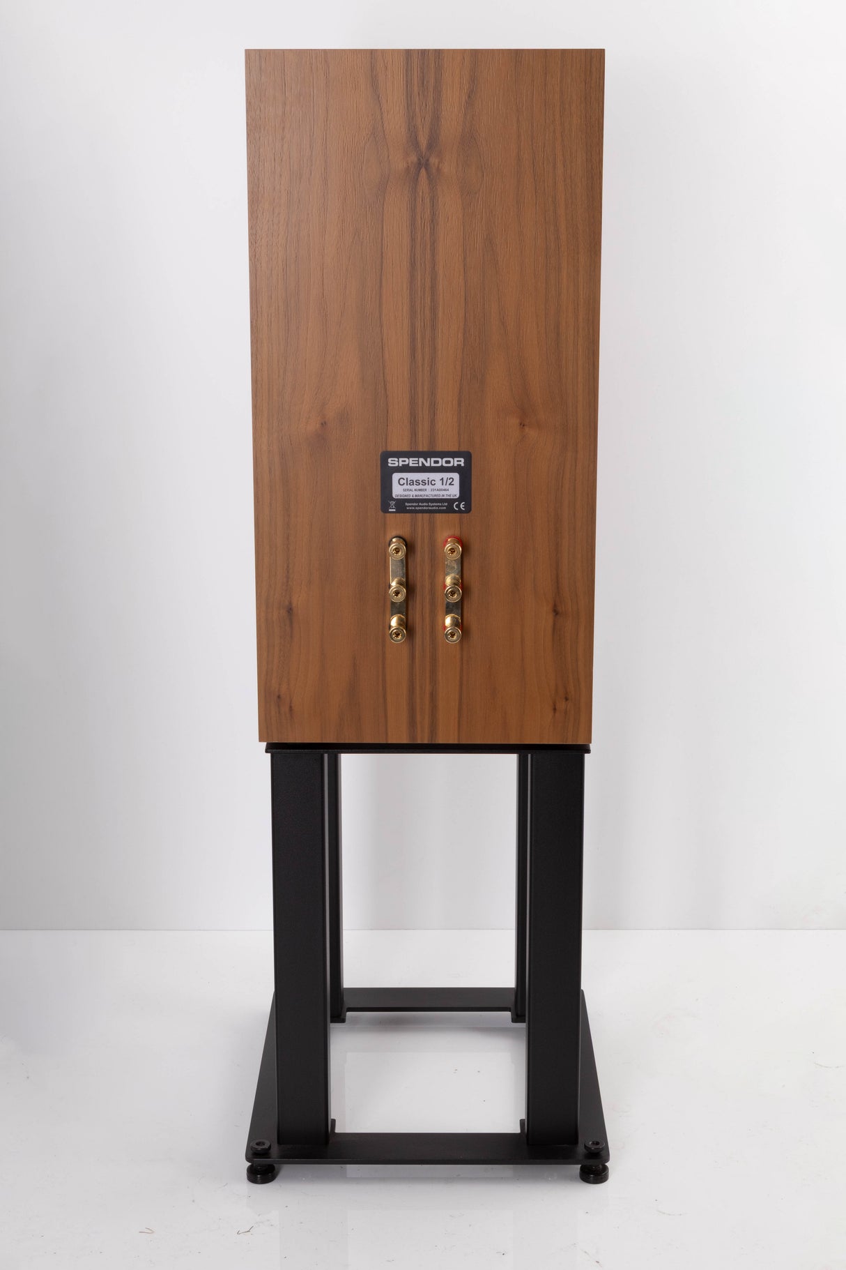 Rear view of a used Spendor Classic 1/2 Standmount Speaker in Walnut finish