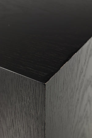 Close up of a used Spendor D9.2 Floorstanding Speaker in a black oak finish showing some damage on top