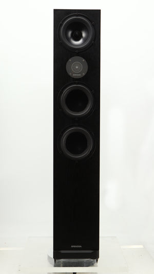 Front view of a used Spendor D9.2 Floorstanding Speaker in a black oak finish