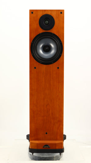 Front view of a used Spendor S8e Floorstanding Speaker in a cherry finish