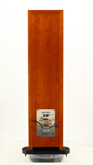 Rear view of a used Spendor S8e Floorstanding Speaker in a cherry finish