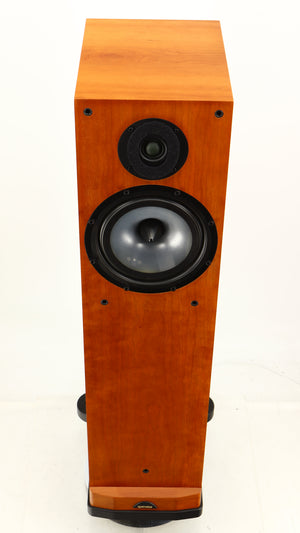 Top of a used Spendor S8e Floorstanding Speaker in a cherry finish 
