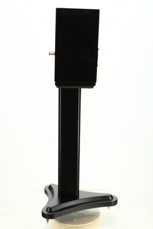 Side view of a used Spendor SA1 Standmount Speaker in Gloss Black with Stand