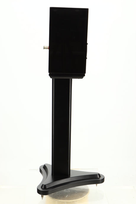Side view of a used Spendor SA1 Standmount Speaker in Gloss Black with Stand