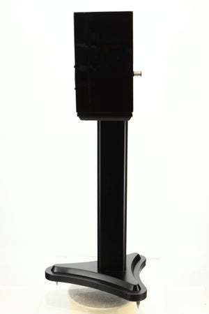 Side view of a used Spendor SA1 Standmount Speaker in Gloss Black with Stand