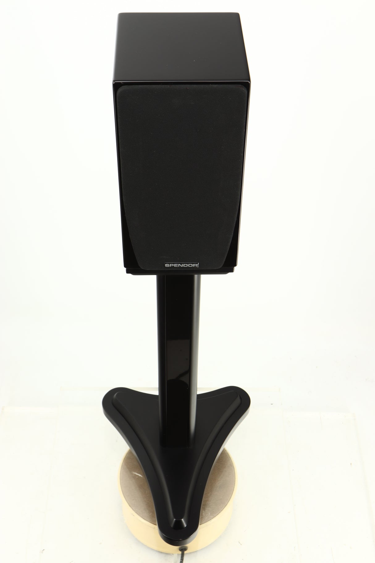 Top view of a used Spendor SA1 Standmount Speaker in Gloss Black with Stand