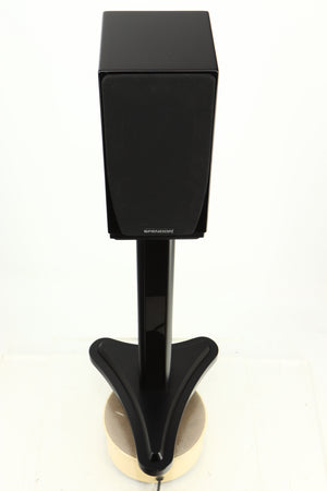Top view of a used Spendor SA1 Standmount Speaker in Gloss Black with Stand