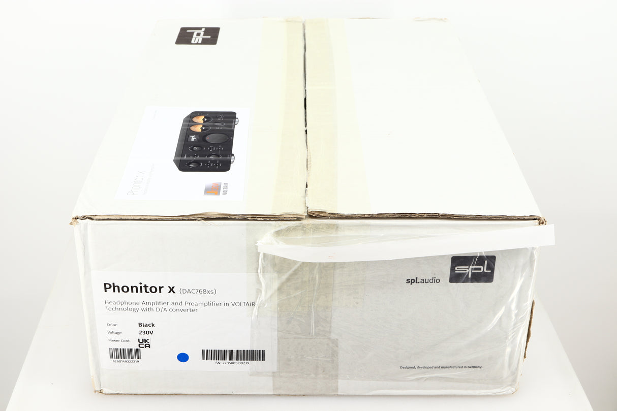 Box for a used SPL Phonitor X Headphone Amplifier & Pre Amplifier W/ DAC in a black finish