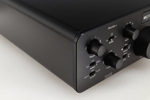 Front left corner of a used SPL Phonitor X Headphone Amplifier & Pre Amplifier W/ DAC in a black finish