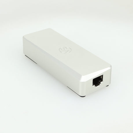 Front right angle of a used Stack Audio SmoothLAN Network Filter in a silver finish