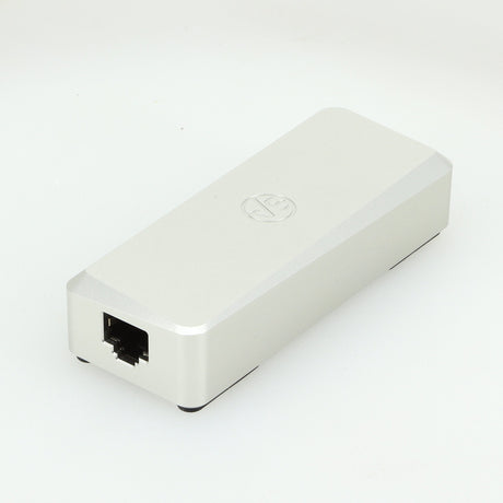 Rear right angle of a used Stack Audio SmoothLAN Network Filter in a silver finish