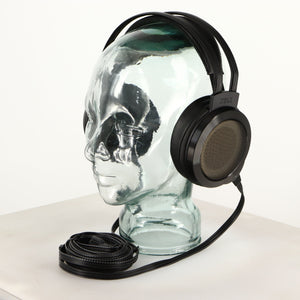 Front right angle of used Stax SR-007 MK2 Electrostatic Headphones in a black finish