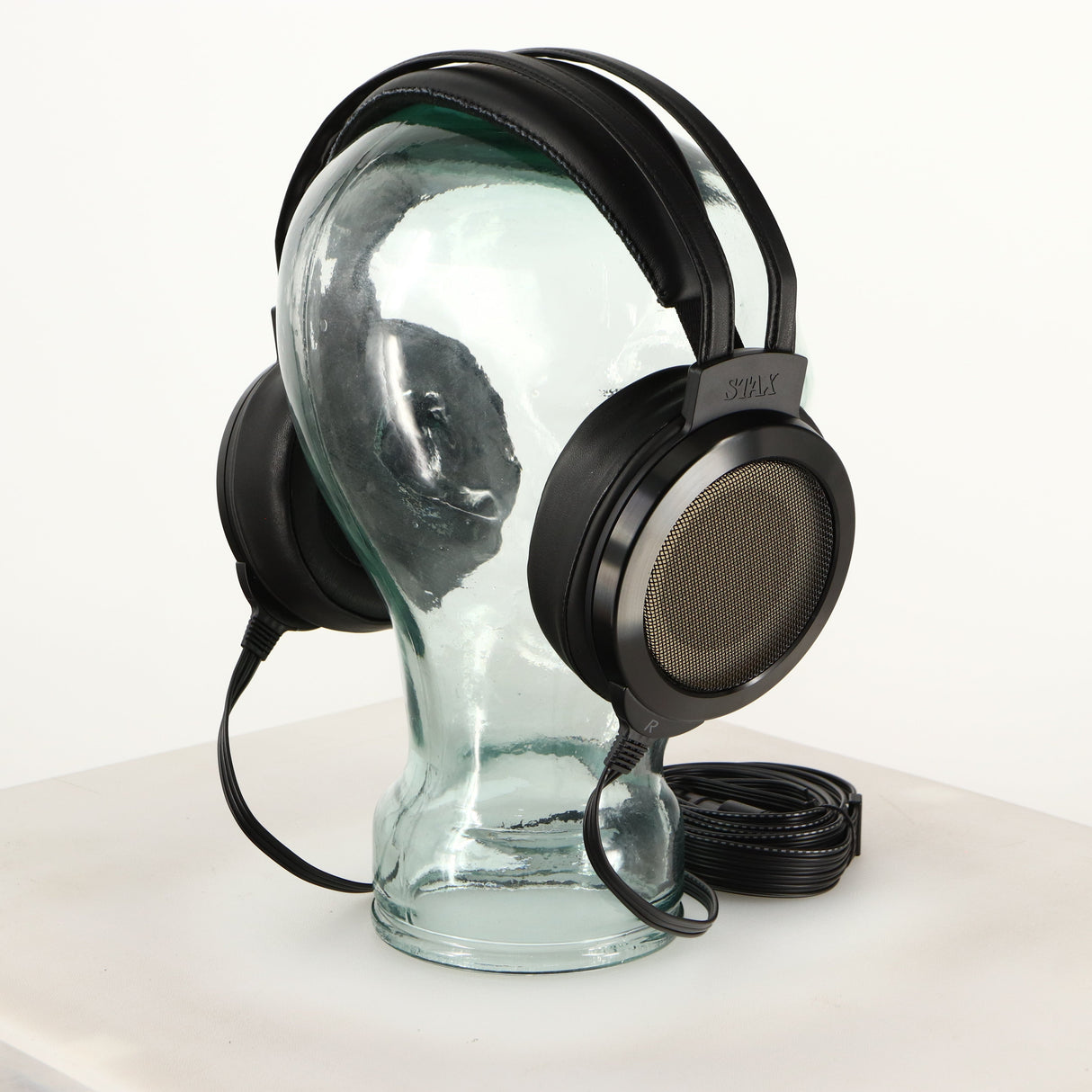 Rear left angle of used Stax SR-007 MK2 Electrostatic Headphones in a black finish