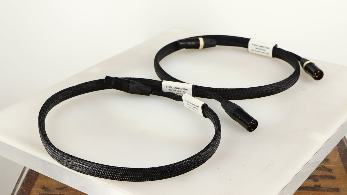 Rear right angle of used Studio Connections Black Star XLR-XLR Interconnect Cables 1.0m Pair in a black finish