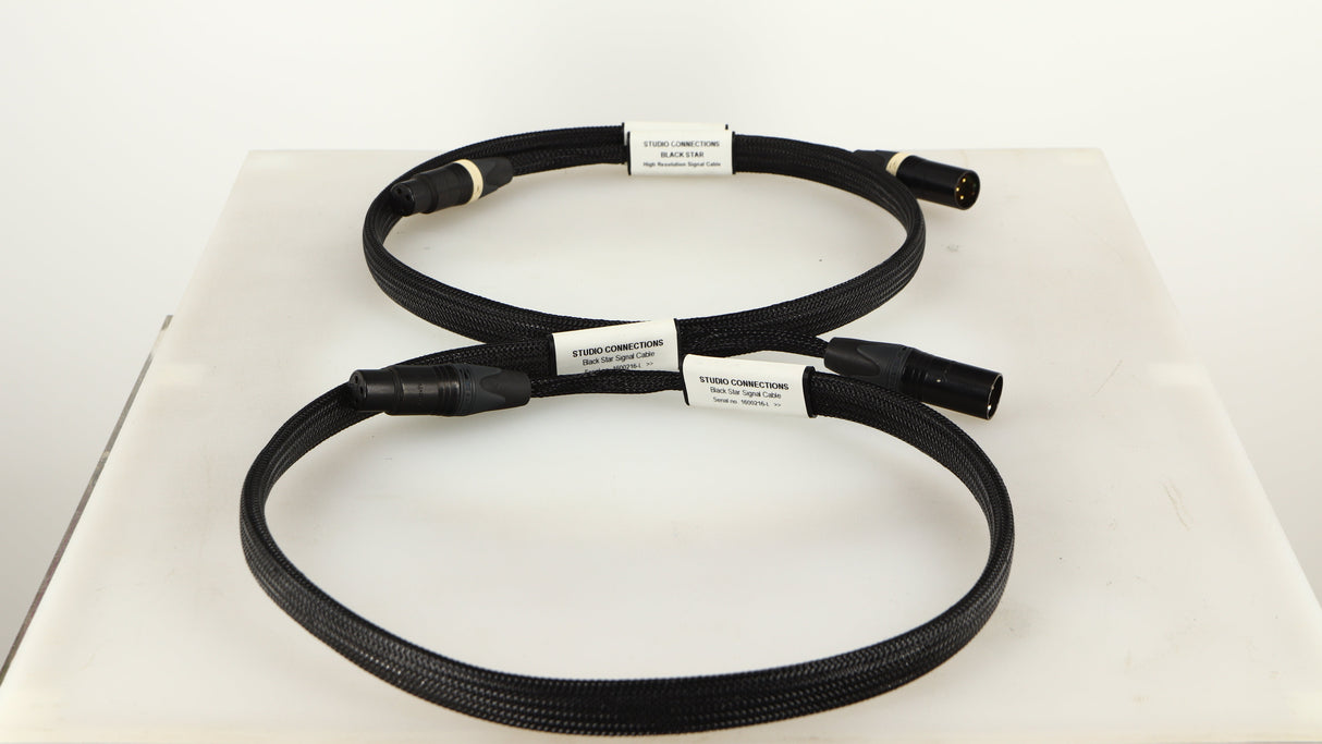 Right side view of used Studio Connections Black Star XLR-XLR Interconnect Cables 1.0m Pair in a black finish