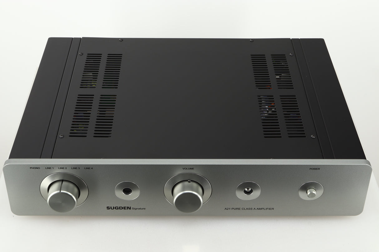 Top view of a used Sugden A21 I-S Integrated Amplifier in Titanium finish 