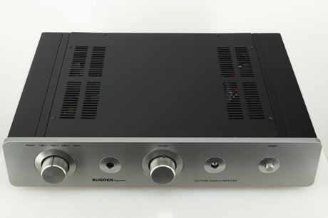 Top view of a used Sugden A21 I-S Integrated Amplifier in Titanium finish 