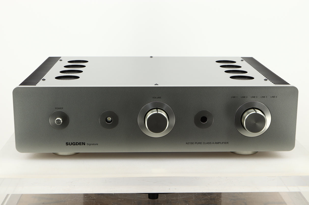 Front view of a used Sugden A21 SE Signature Integrated Amplifier in Titanium finish