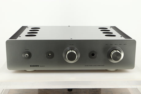 Front view of a used Sugden A21 SE Signature Integrated Amplifier in Titanium finish