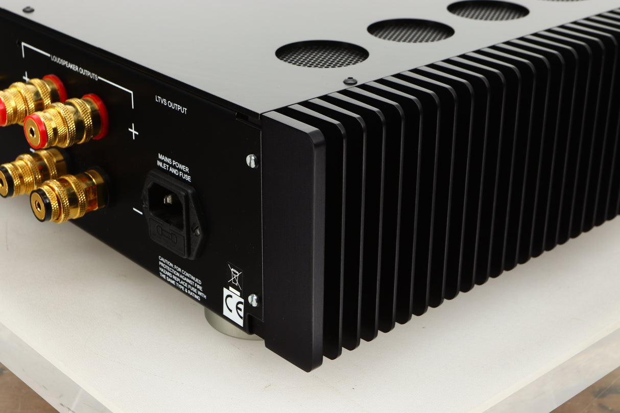 Rear right corner view of a used Sugden A21 SE Signature Integrated Amplifier in Titanium finish