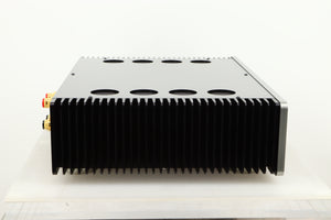 Side view of a used Sugden A21 SE Signature Integrated Amplifier in Titanium finish
