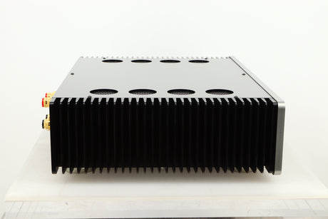 Side view of a used Sugden A21 SE Signature Integrated Amplifier in Titanium finish