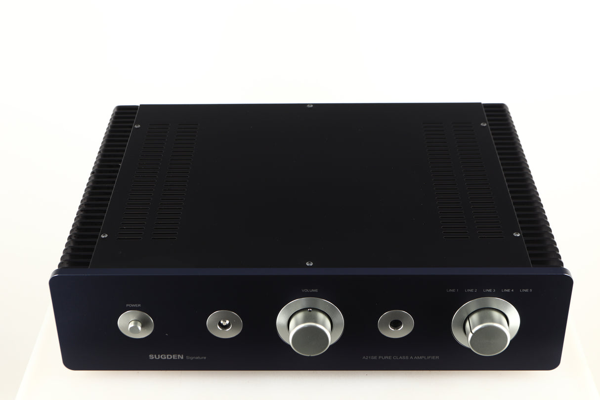 Top of a used Sugden A21SE Signature Integrated Amplifier in a graphite finish