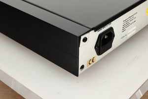 Rear left corner view of a used Sugden AU-51 Pre Amplifier in Black finish