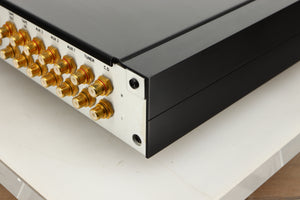 Rear right corner view of a used Sugden AU-51 Pre Amplifier in Black finish