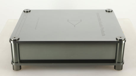 Right side view of a used Sugden Bijou Ampmaster Power Amplifier in a silver finish
