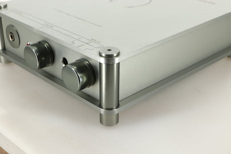 Front right corner view of a used Sugden Bijou Headmaster Headphone / Pre Amplifier