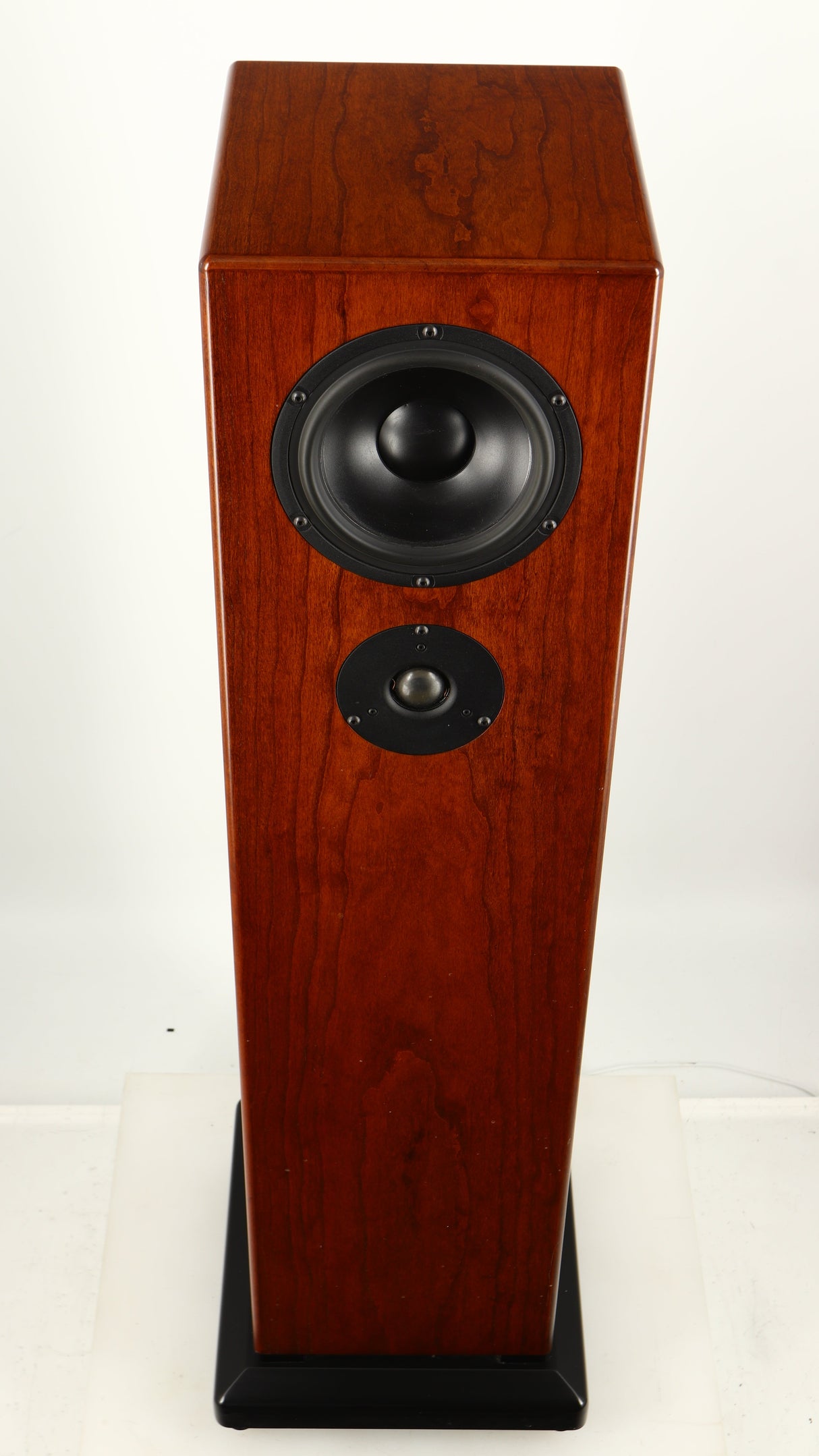 Top of a used Sugden LS-21 Floorstanding Speaker in a dark cherry finish