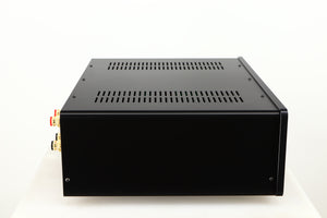 Left side view of a used Sugden Masterclass ANV-50 Integrated Amplifier in a graphite finish