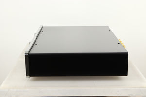 Side view of a used Sugden Mystro Integrated Amplifier in Titanium finish