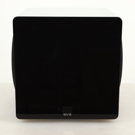 Front view of a used SVS-3000 Micro Subwoofer W/ Wireless Kit in a piano black finish