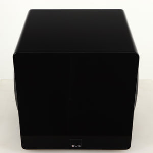 Top of a used SVS-3000 Micro Subwoofer W/ Wireless Kit in a piano black finish
