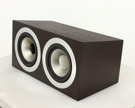 Front right corner of a used Tannoy Revolution DC4LCR Centre Speaker in an espresso finish