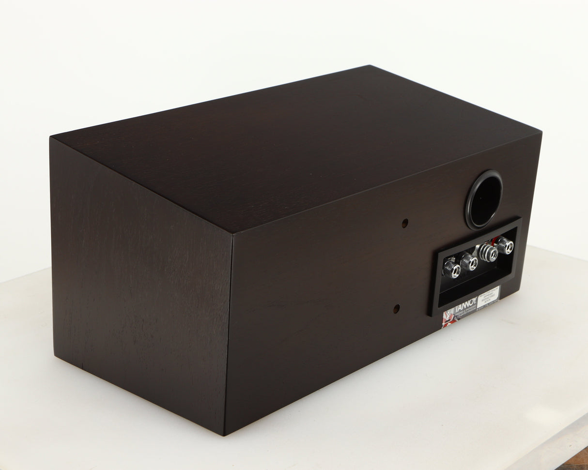 Rear right corner of a used Tannoy Revolution DC4LCR Centre Speaker in an espresso finish