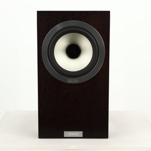 Front view of a used Tannoy Revolution DC6SE Standmount Speaker in an espresso finish