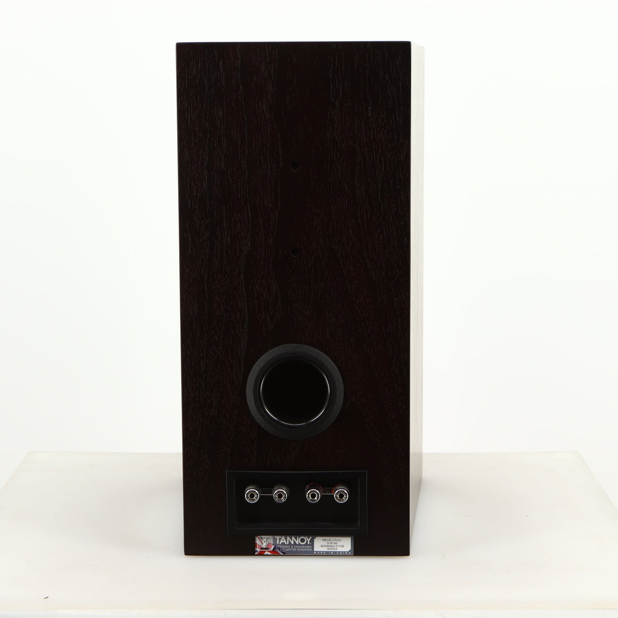 Rear view of a used Tannoy Revolution DC6SE Standmount Speaker in an espresso finish