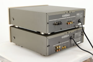 Rear right corner of a used Teac T-H500 AM/FM Tuner / R-H500 Stereo Cassette Deck in a silver finish 