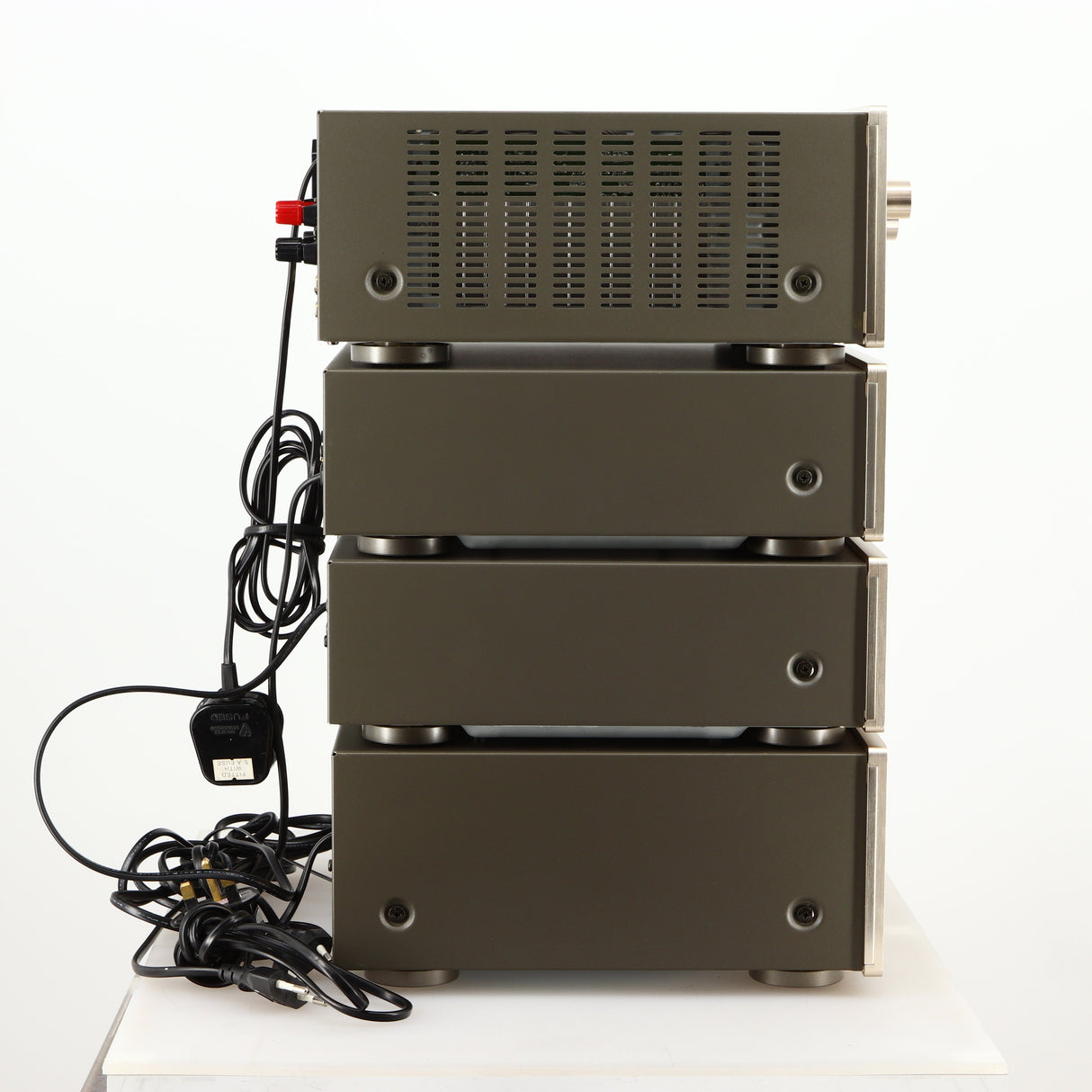 Left side view of a used Teac 500 Midi Hifi Stacking System in a silver finish