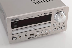 Close up view of a used TEAC CR-H255 CD Receiver in Silver