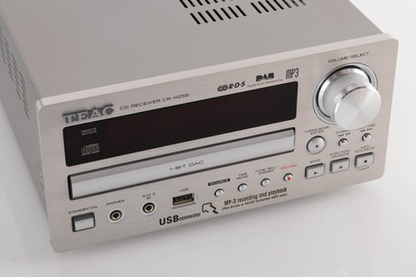 Close up view of a used TEAC CR-H255 CD Receiver in Silver