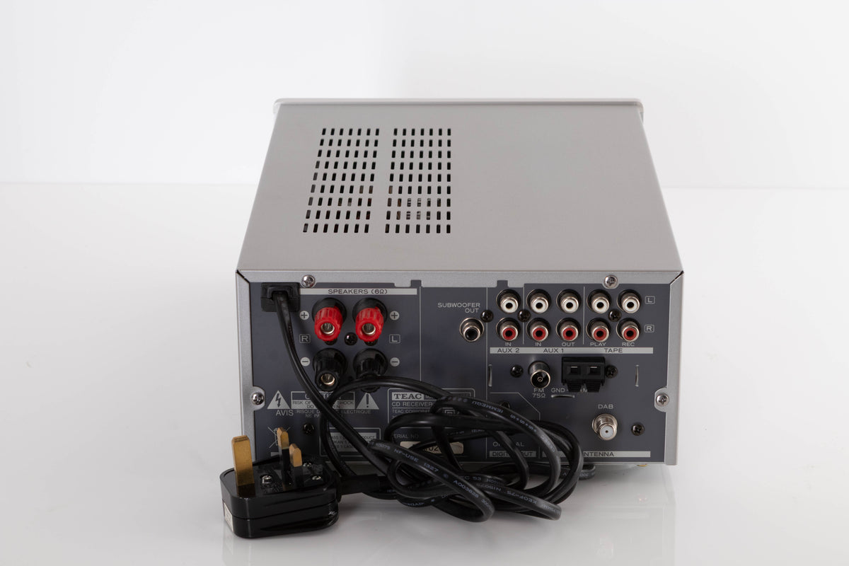 Rear view of a used TEAC CR-H255 CD Receiver in Silver