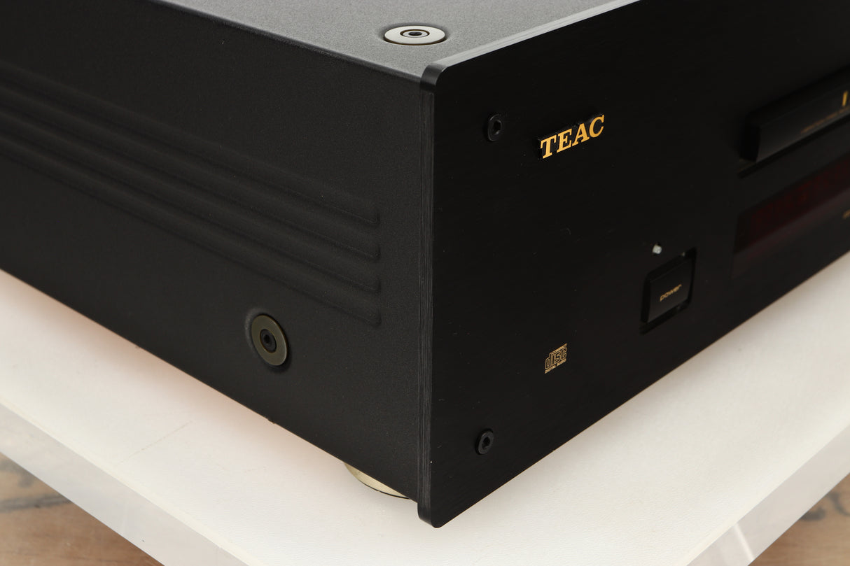 Front left corner view of used Teac VRDS-T1 CD Transport in Black finish 