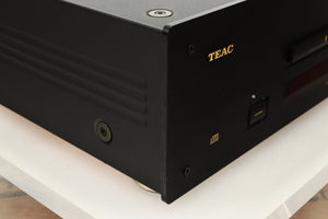 Front left corner view of used Teac VRDS-T1 CD Transport in Black finish 