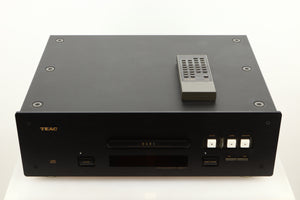 Top view of used Teac VRDS-T1 CD Transport in Black finish showing the remote