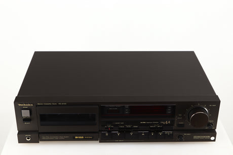 Top of a used Technics RS-B705 Cassette Deck in a black finish