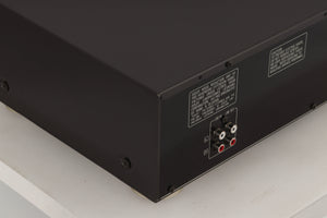 Rear left corner view of a used Technics RS-B765 3-Head Cassette Deck